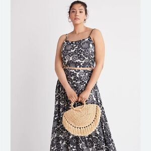 Floral Black and White Women's crop tank